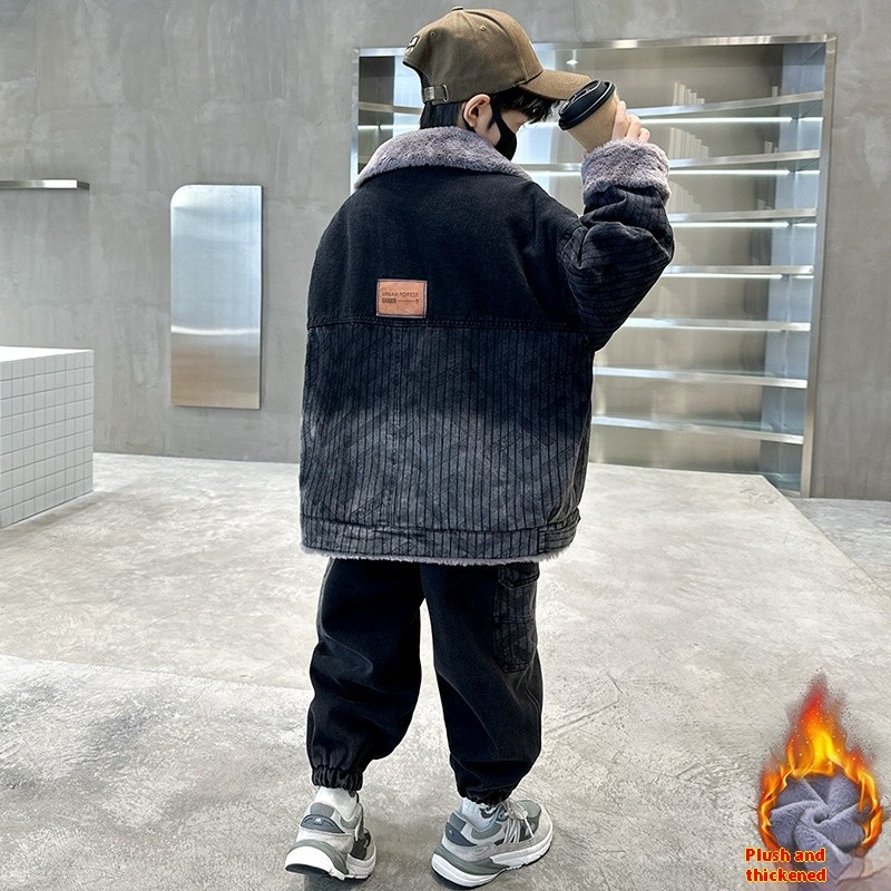 Autumn And Winter Boys Thickened Two-piece Suit