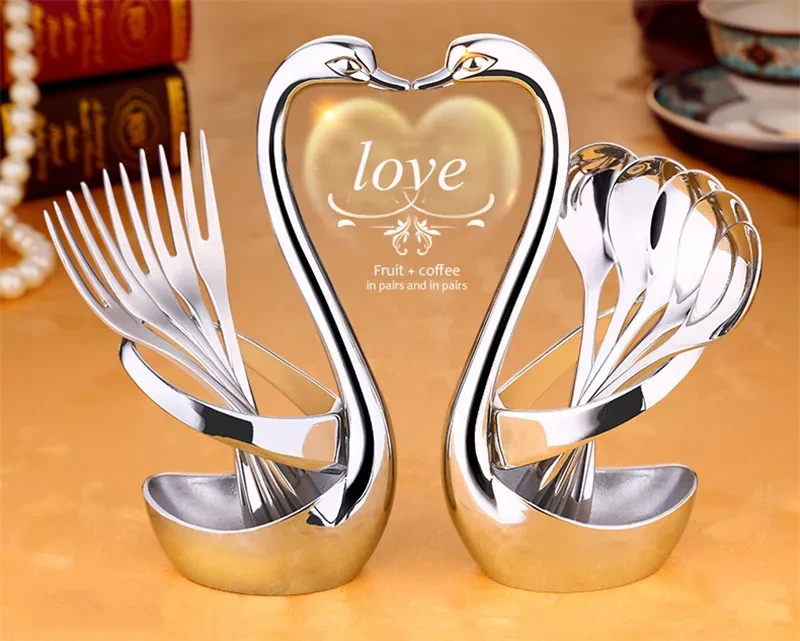 Creative zinc alloy swan dessert fork spoon