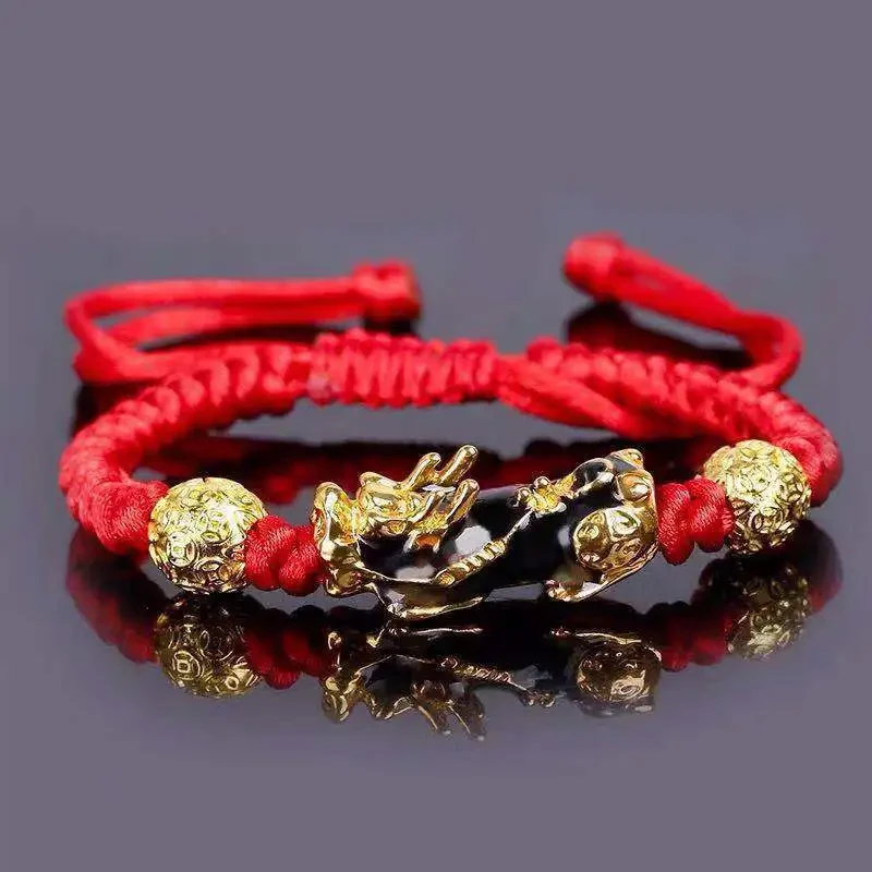 Chinese Red Bracelet with Gold