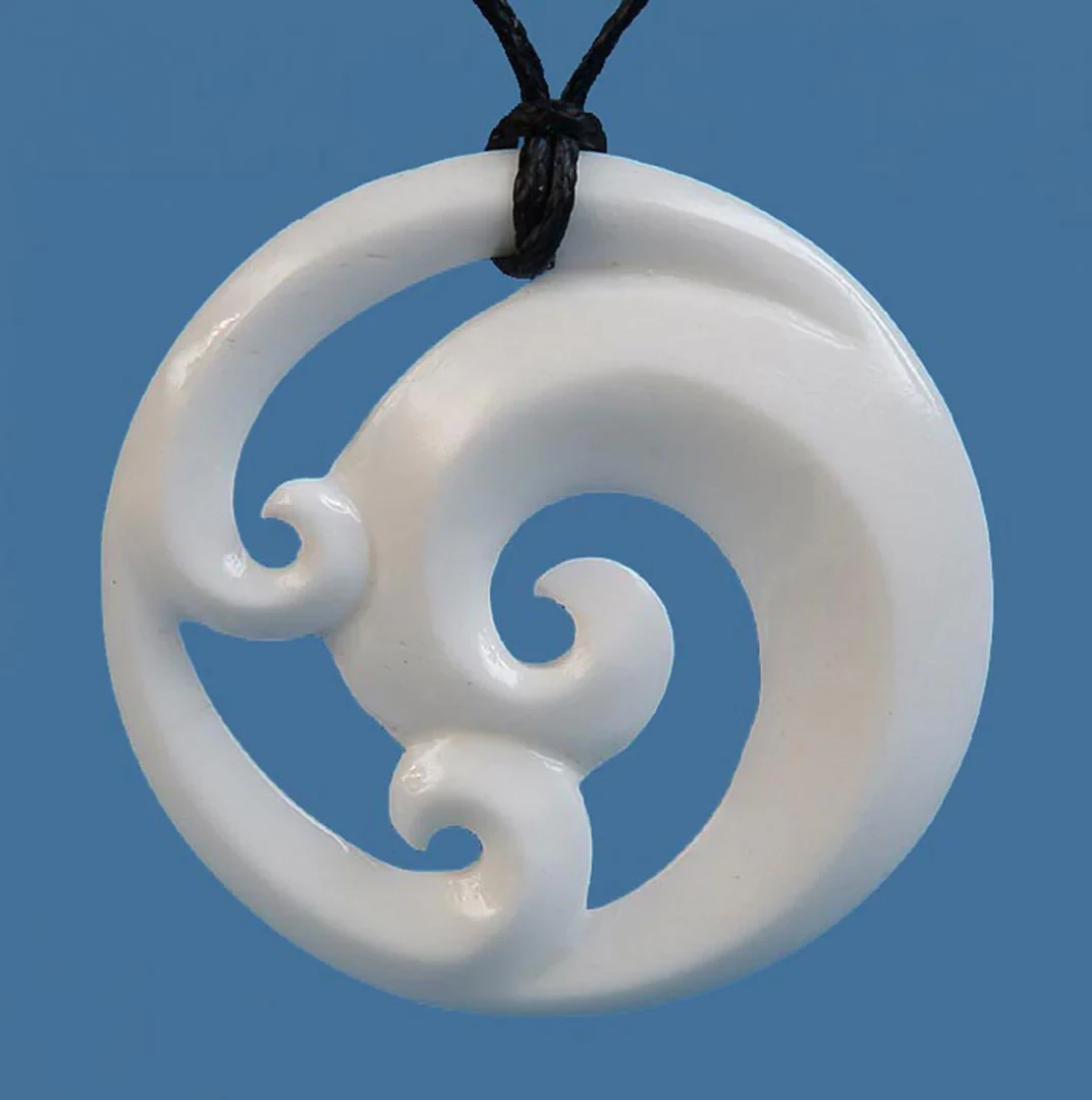 Bone Triple Koru Pendant