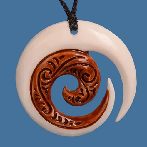 Bone Stained Koru Pendant