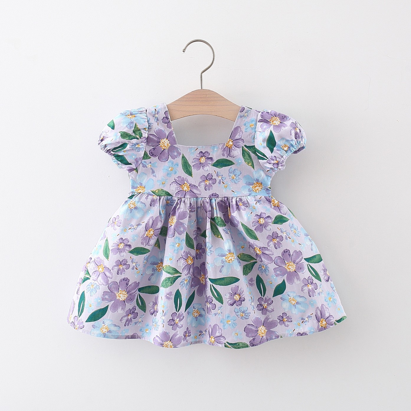 Girl's Fashionable Flower Short Sleeve Dress