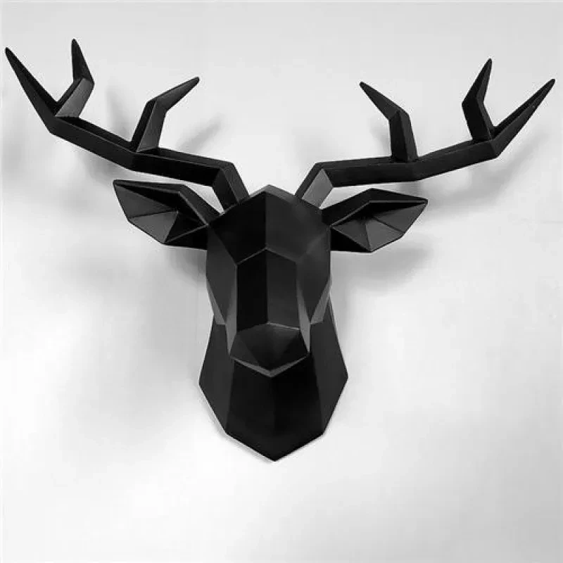 Geometric Deer Head Sculpture.