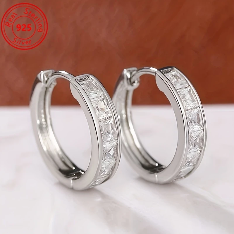 Pairs of S925 Silver Earrings  Fashionable and Simple Zirconia Earrings for Daily Wear