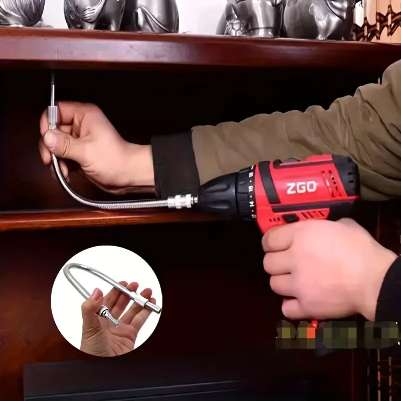 Flexible Electric Drill Shaft - 300mm Multi-Angle Drill Bit Extension with Magnetic Hex Shank for Electric Screwdrivers