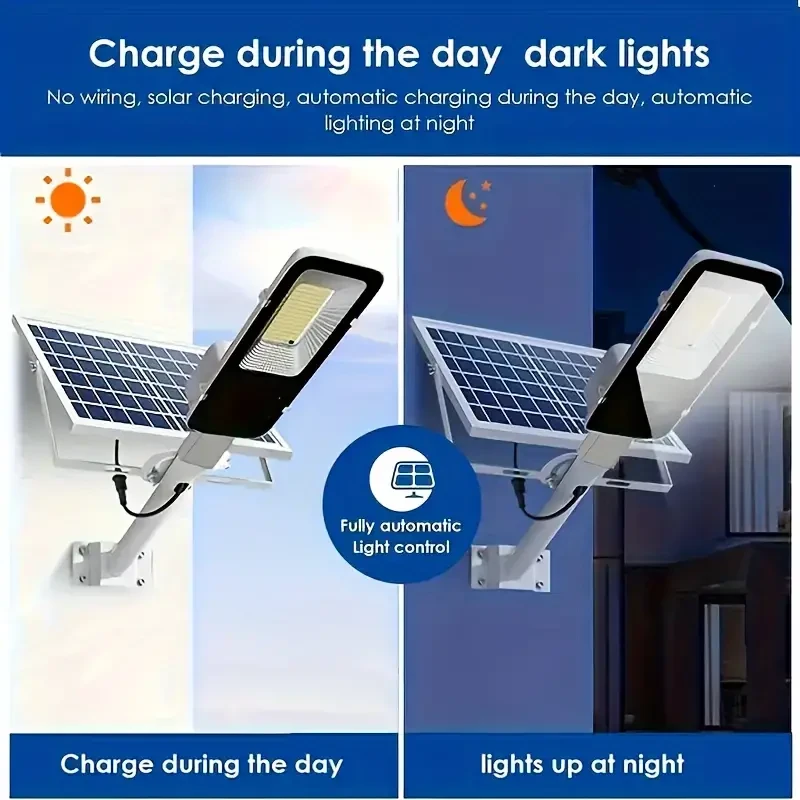 350 LED Powerful Outdoor Solar Street Light - 6500K IP65 Waterproof Street Light for Garage, Garden, and Terrace