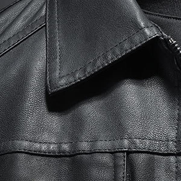 Men's lapel leather Biker Jacket
