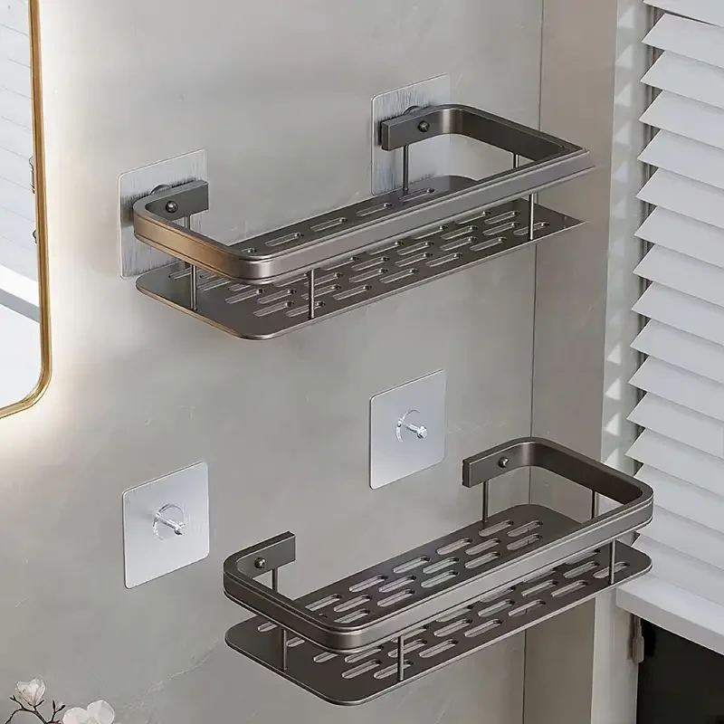 Easy-Install Aluminum Wall Shelf - No-Drill Bathroom, Kitchen & Toilet Shelf