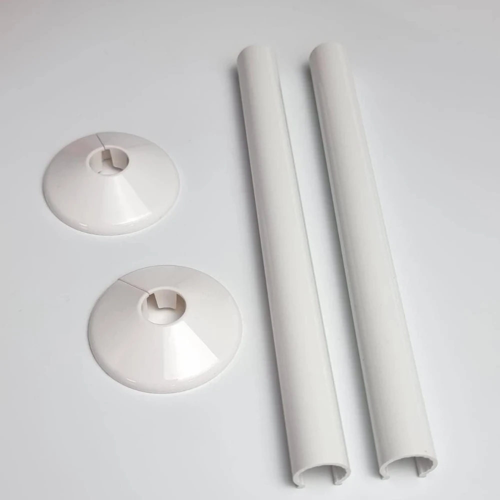 Radiator Pipe Covers Snap Fit - 2x Radiator Pipe Cover & 2x Collars(200mm15mm)