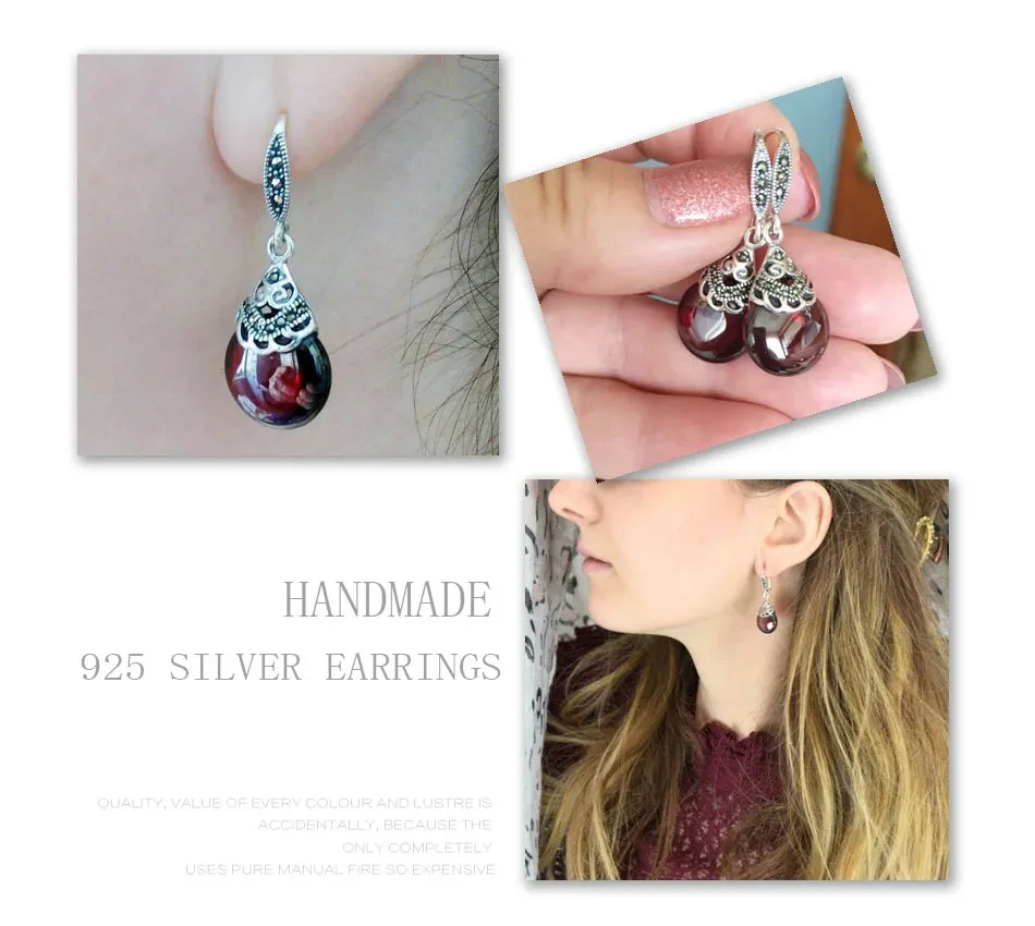 Vintage Round Garnet Earrings