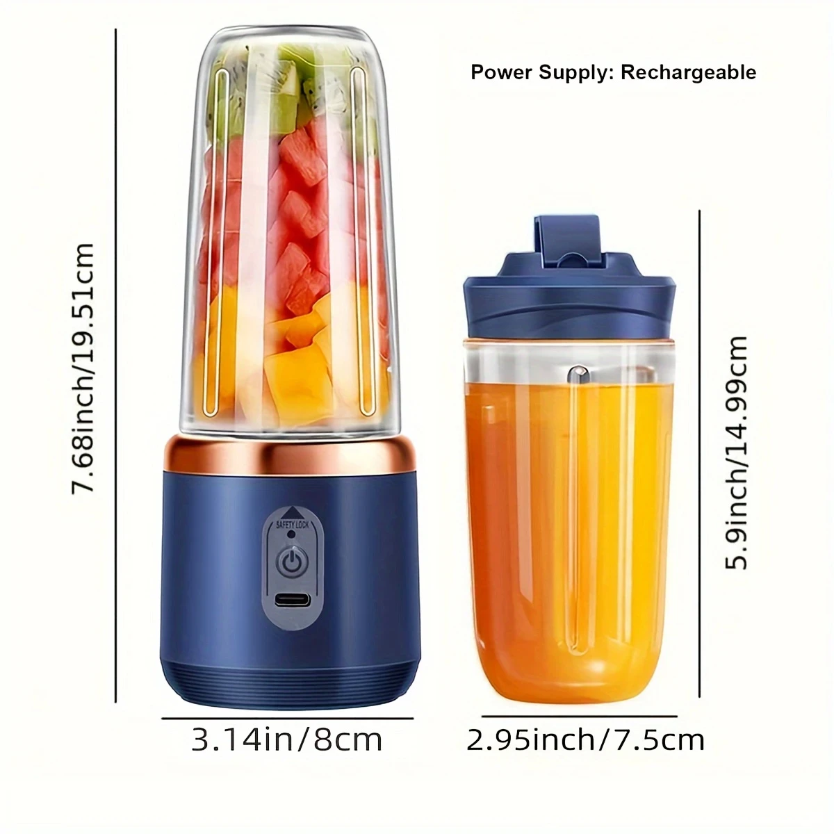 400ml Portable Electric Juicer Blender Cup  Wireless Rechargeable Mini Juice Mixer for Fresh Smoothies Anytime, Anywhere
