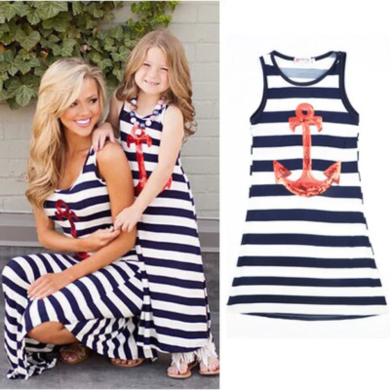 Blue And White Striped Sleeveless Dress
