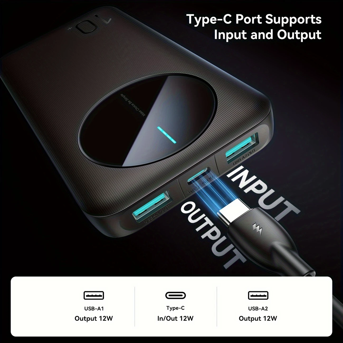 10000mAh Portable Charger for Mobile Phones  Travel-Ready Power Bank with Fast Charging & Multiple Ports