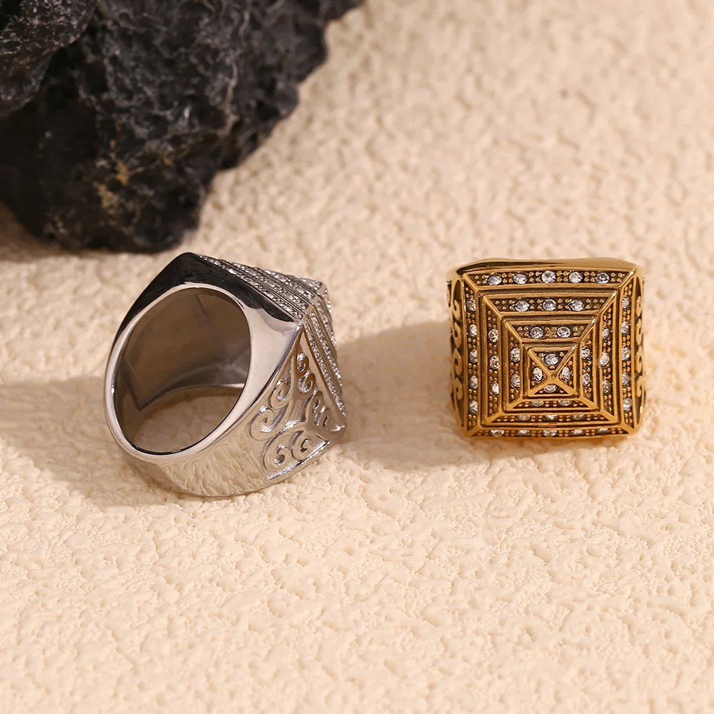Cool Shiny Pyramid Vintage Vine Rings for Men