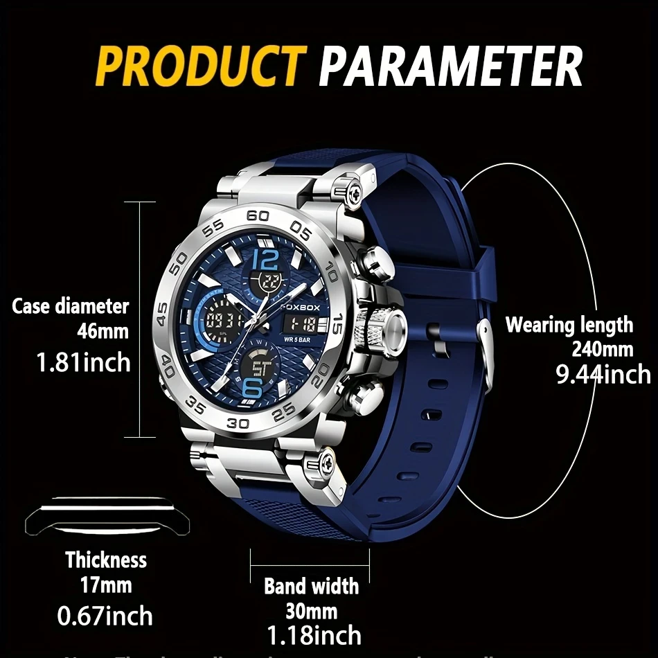 Mens Dual Display Digital Military Quartz Watch: Precision, Durability, and Multifunctionality