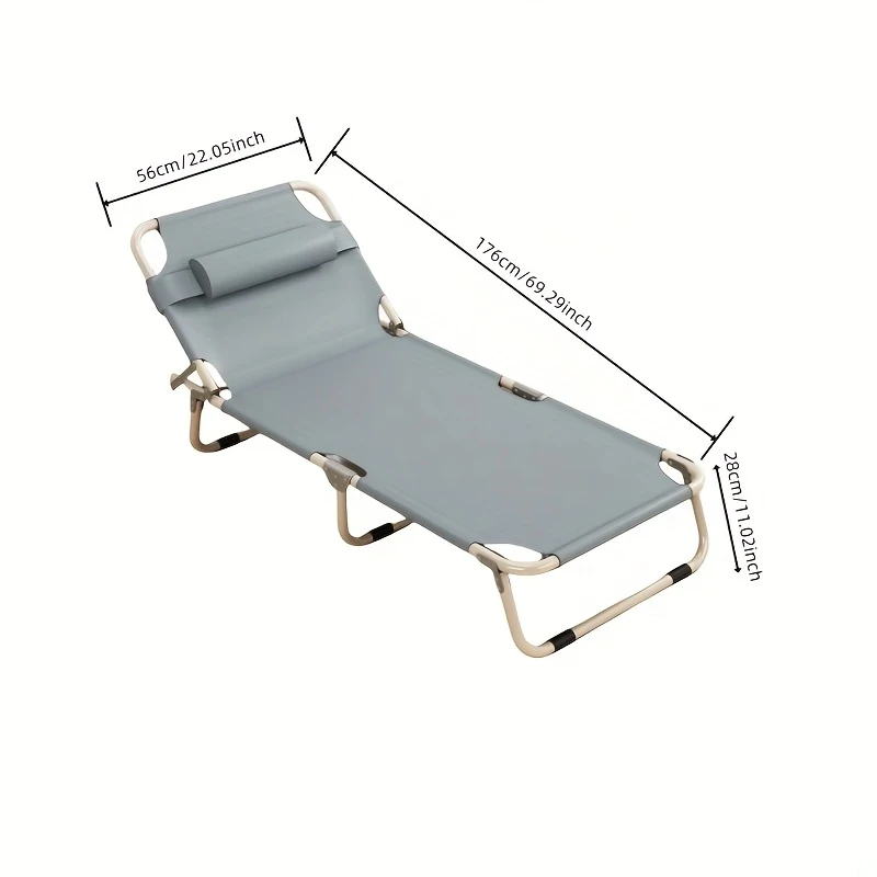 Portable Folding Bed  Lightweight Alloy Steel Frame with Gray Fabric Cover | Space-Saving Outdoor Sleeping Solution for Office, Camping & Home NZ