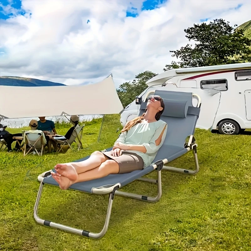 Portable Folding Bed  Lightweight Alloy Steel Frame with Gray Fabric Cover | Space-Saving Outdoor Sleeping Solution for Office, Camping & Home NZ