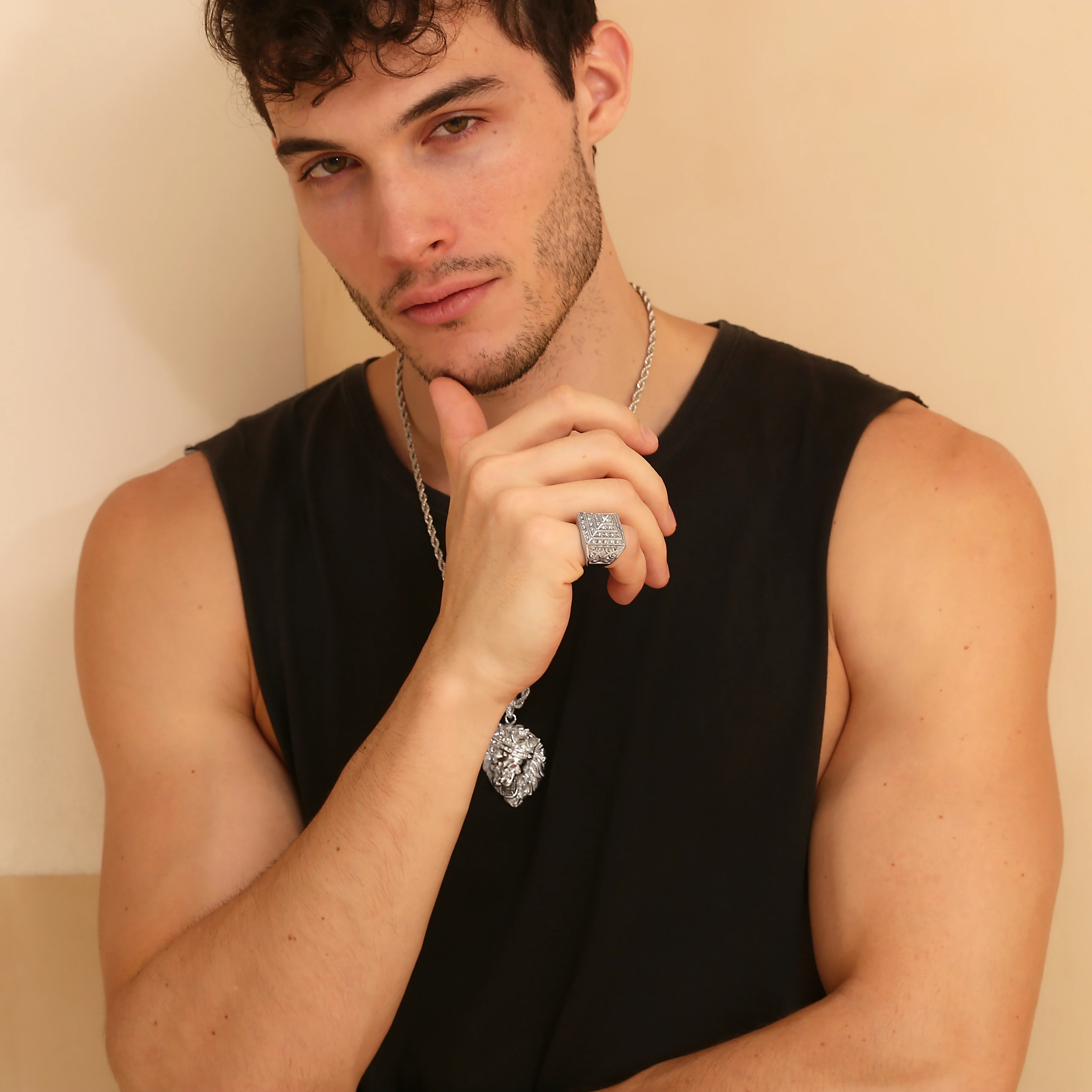 MamacitaSlay New In Vintage Four Story Pyramid Vine Waterproof Mens Ring