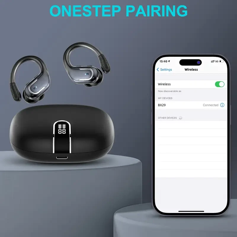 90H Wireless Earphones - Long-Lasting Sound with ENC Noise Cancellation, 3D Deep Bass, and Secure Fit Earhooks