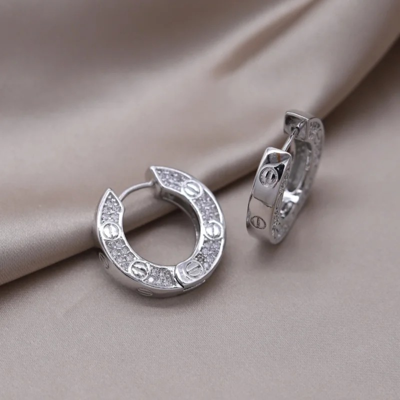 South Korea New Design Fashion Jewelry 18K Gold Plated Round Zircon Earrings