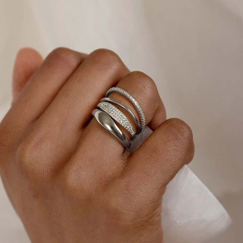 Huitan Trendy 4Pcs Set of Rings for Women