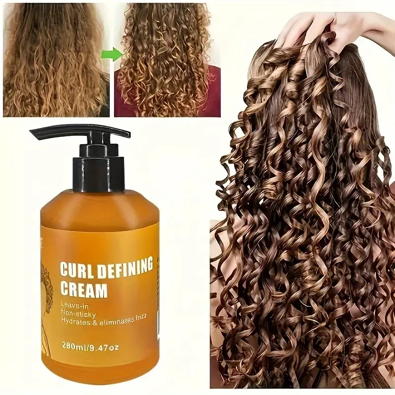 Curl Defining Cream - Moisturizing Elastin Styling Hair Conditioner for All Hair Types, Perfect for Dry and Frizzy Hair