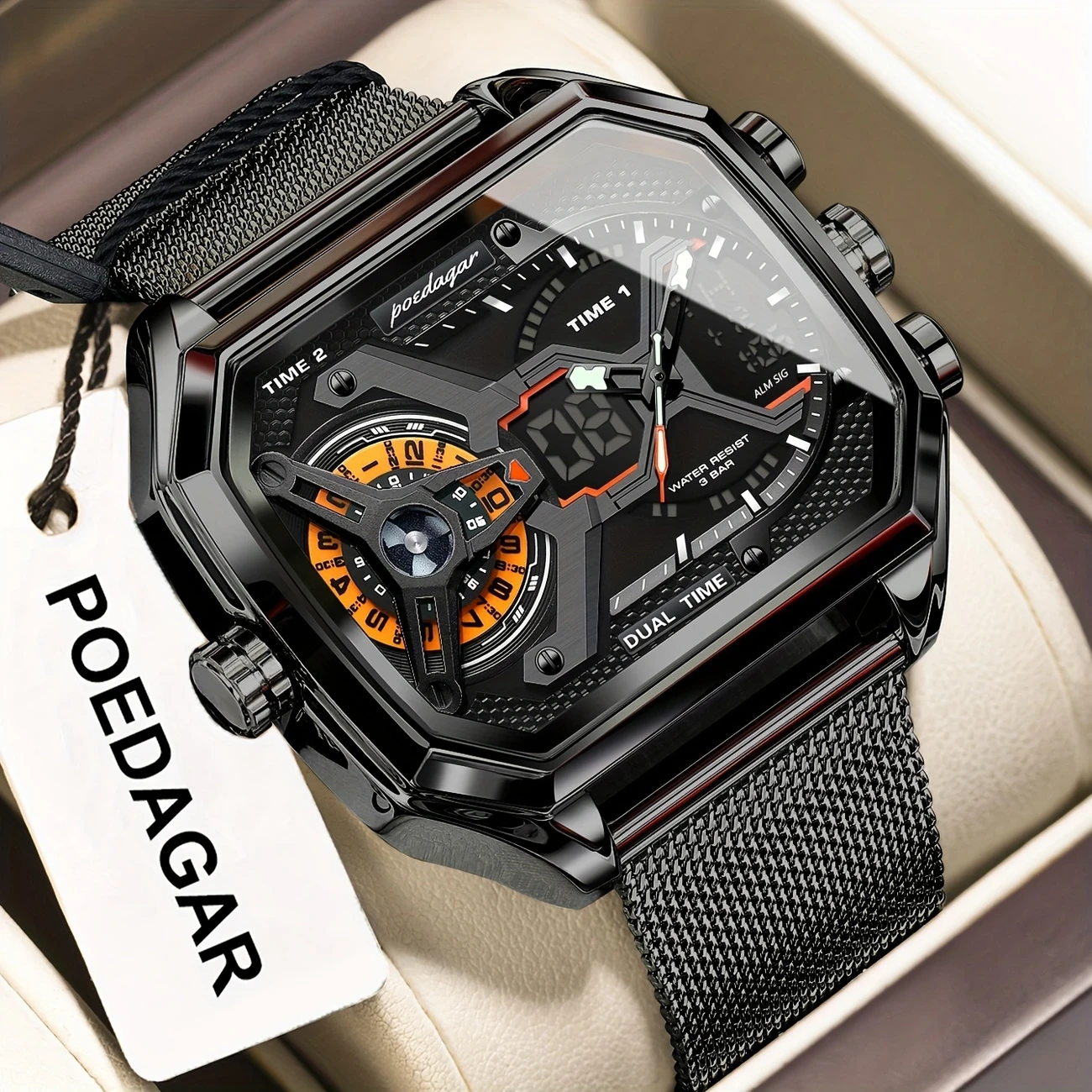 POEDAGAR Men's Sports Electronic Watch