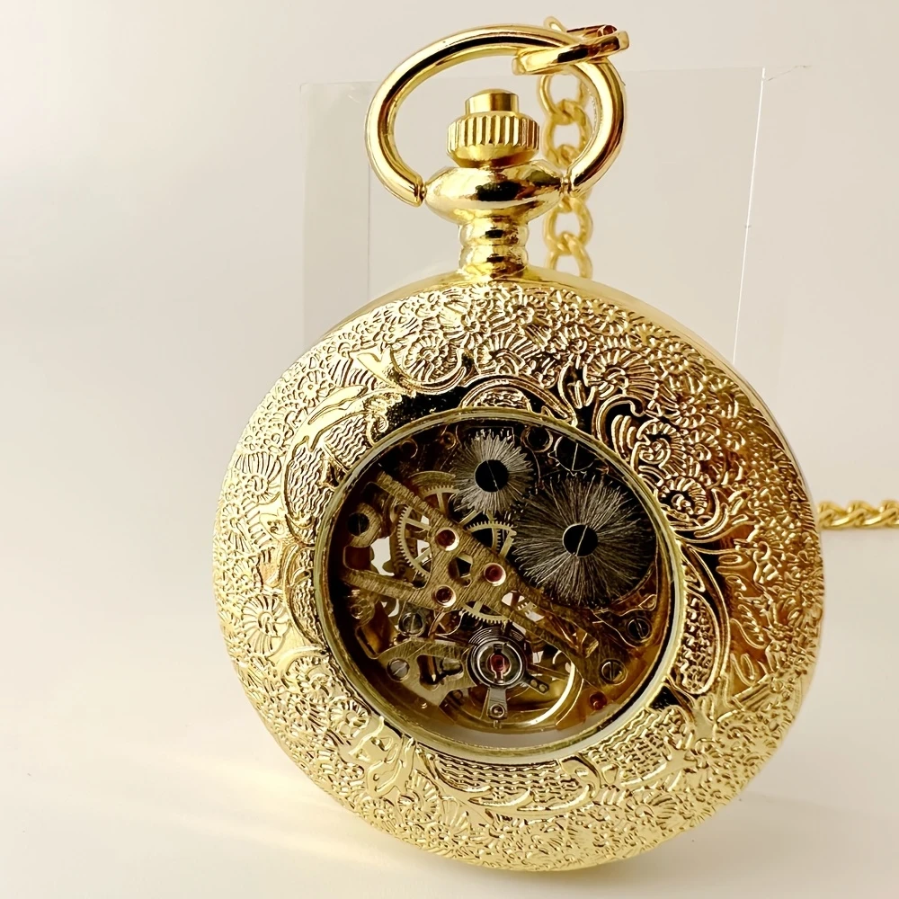 Antique Gold Pocket Watch Keychain