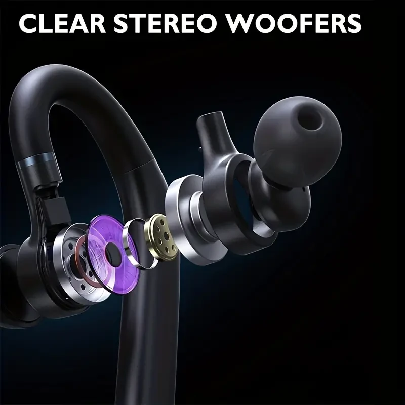 Wireless Earpiece Headset - 50Hrs Playback with Dual Mic Noise Canceling, 400mAh LED Charging Case for Business, Office, Trucker - Black