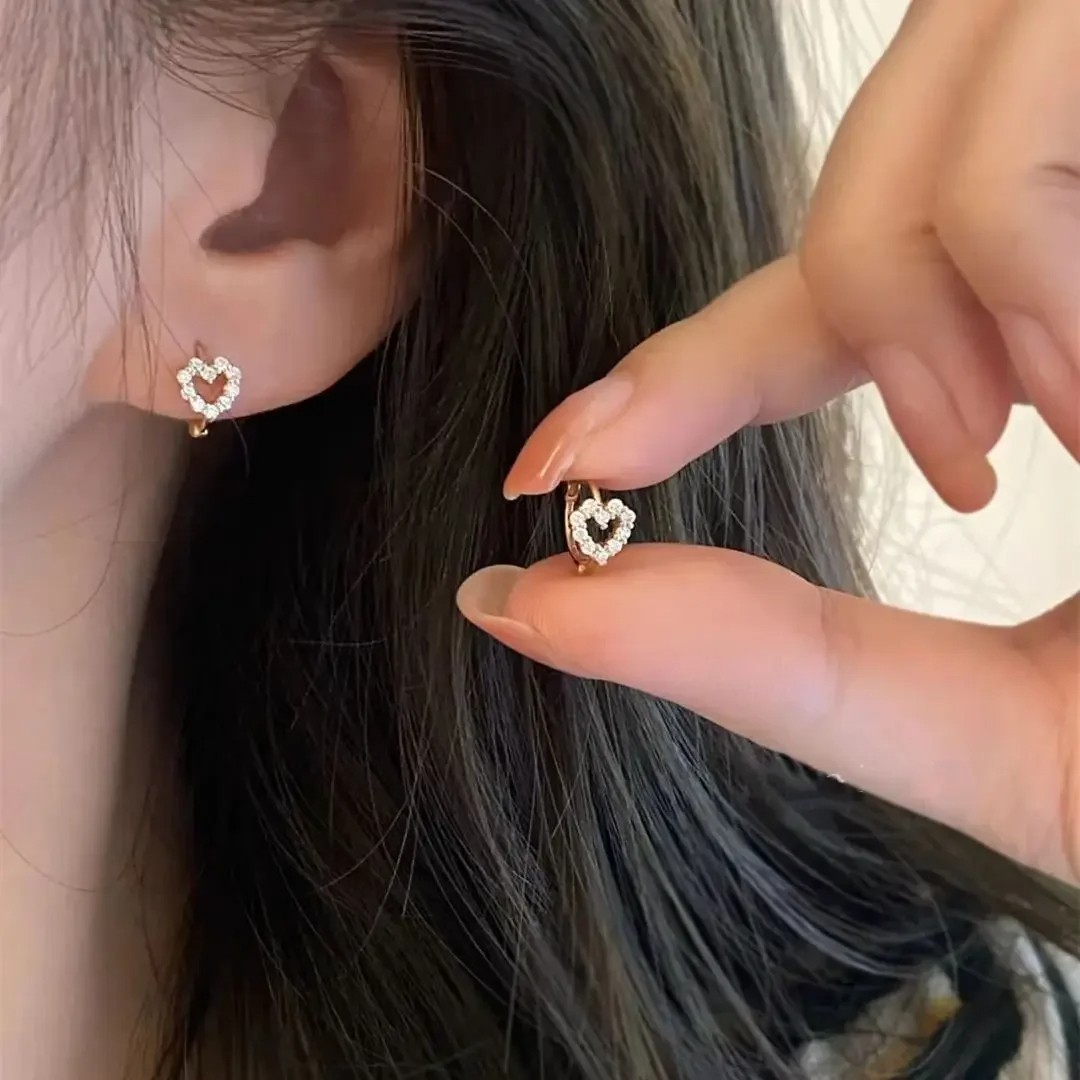 Cute Heart Ear Buckle Earrings for Women