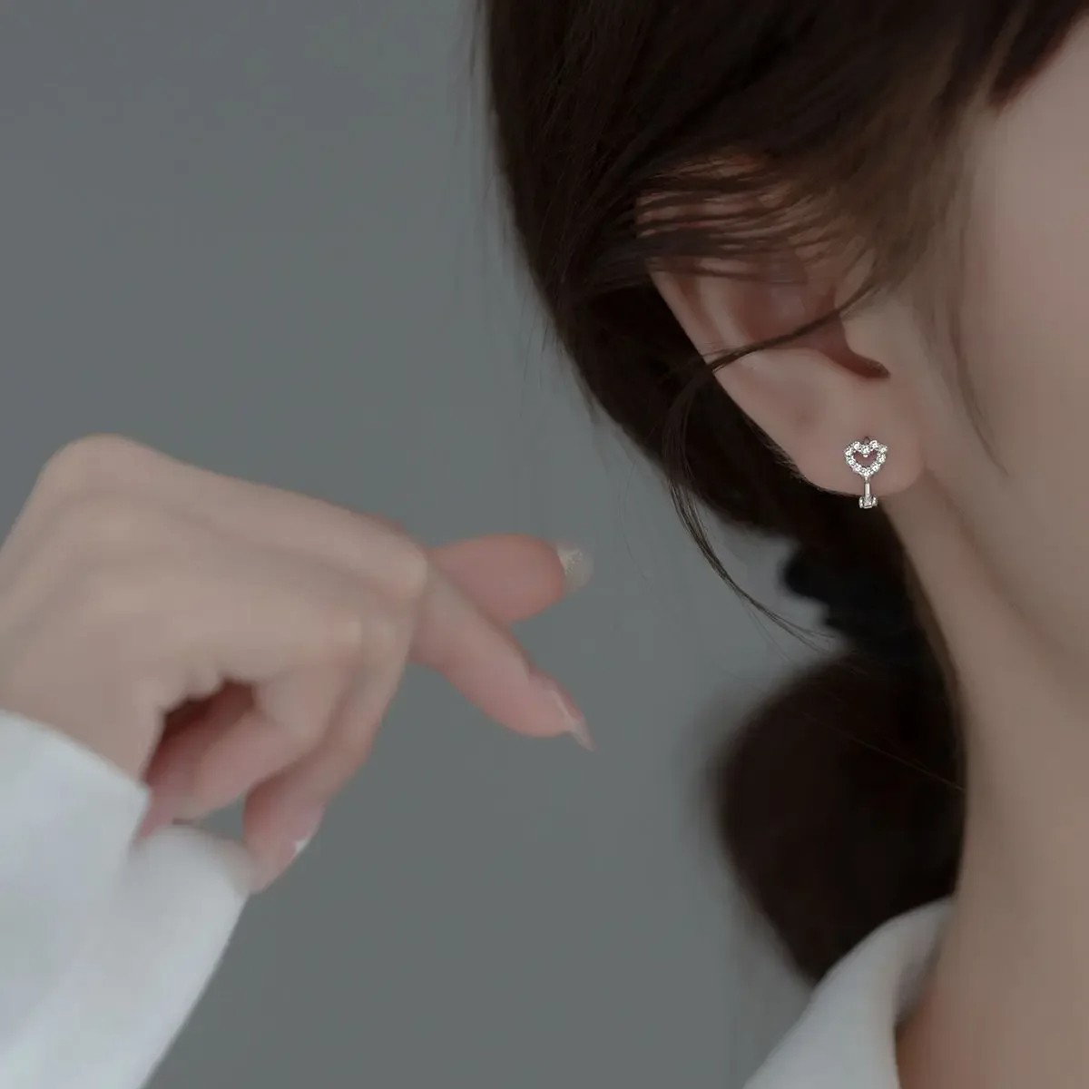 Cute Heart Ear Buckle Earrings for Women