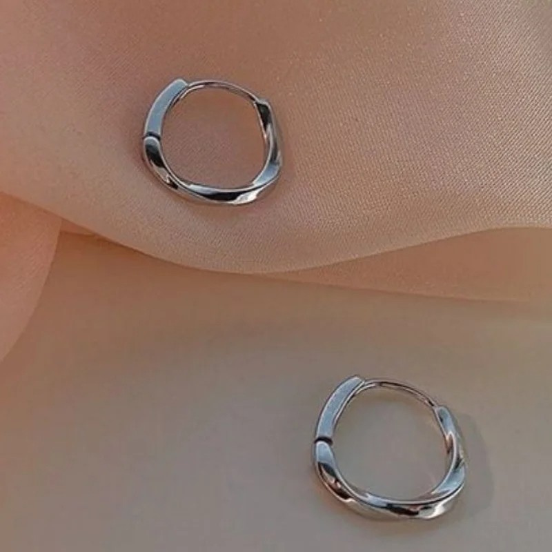 Geometric Wave Twisted Hoop Earrings for Women