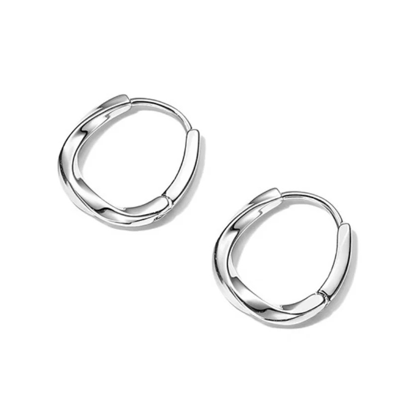 Geometric Wave Twisted Hoop Earrings for Women