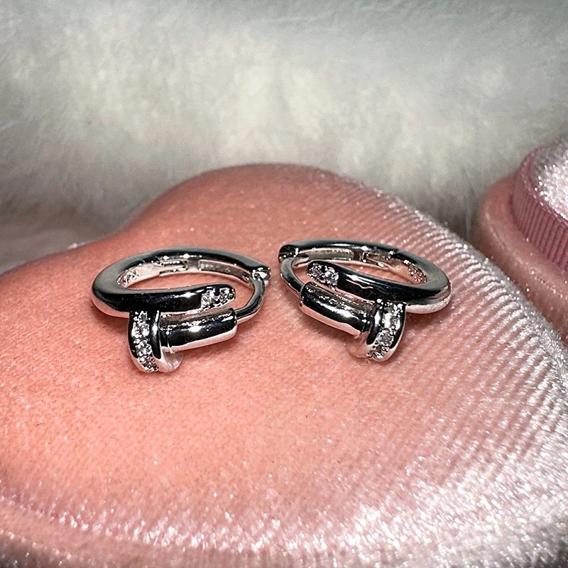 Luxury Cubic Zircon Sparkling Nail Hoop Earrings for Women