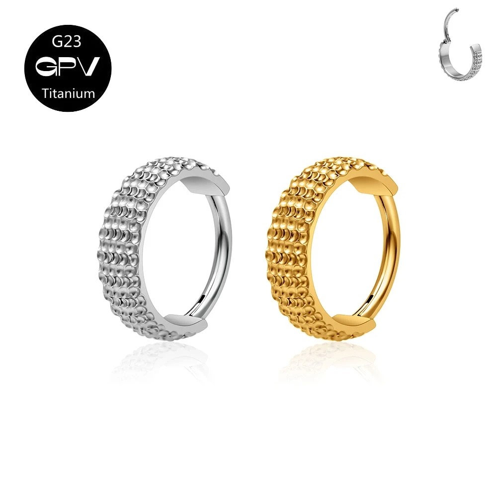 Titanium Ring Earrings  Crater Surface Vacuum Gold Plated Personalized Fashion Earrings for Men & Women