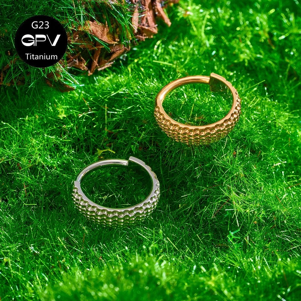 Titanium Ring Earrings  Crater Surface Vacuum Gold Plated Personalized Fashion Earrings for Men & Women