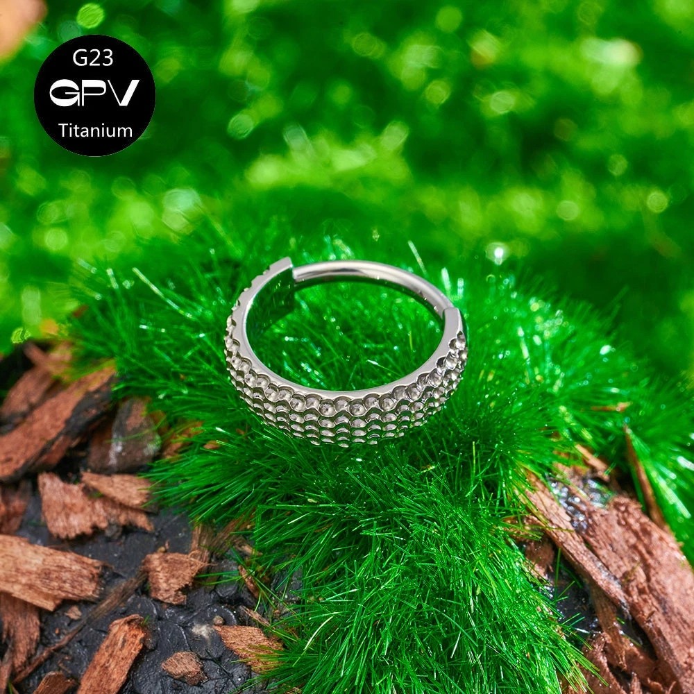 Titanium Ring Earrings  Crater Surface Vacuum Gold Plated Personalized Fashion Earrings for Men & Women