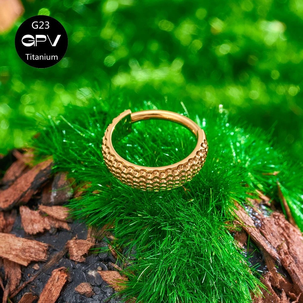 Titanium Ring Earrings  Crater Surface Vacuum Gold Plated Personalized Fashion Earrings for Men & Women