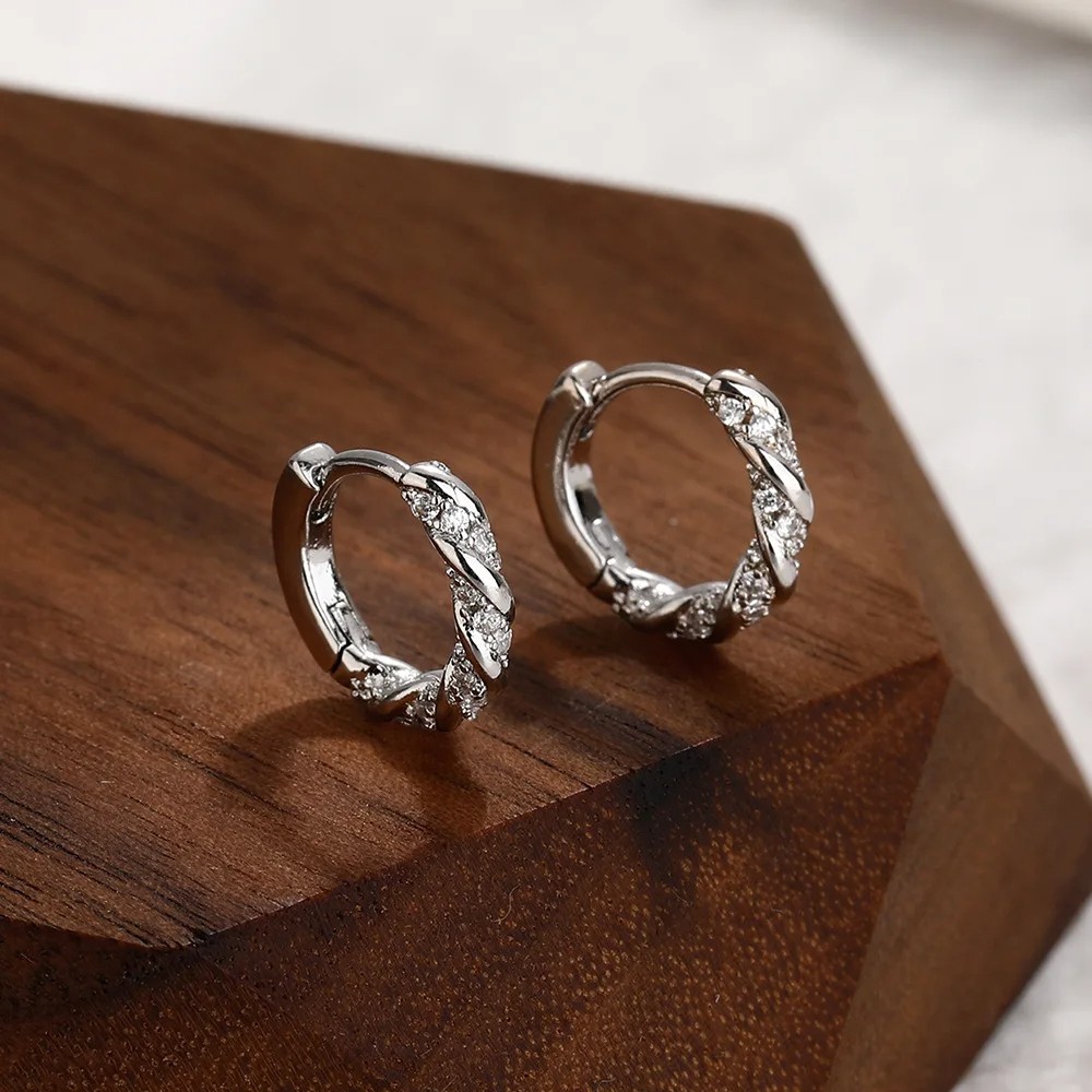 Mobius Circle Zirconia Hoop Earrings for Women
