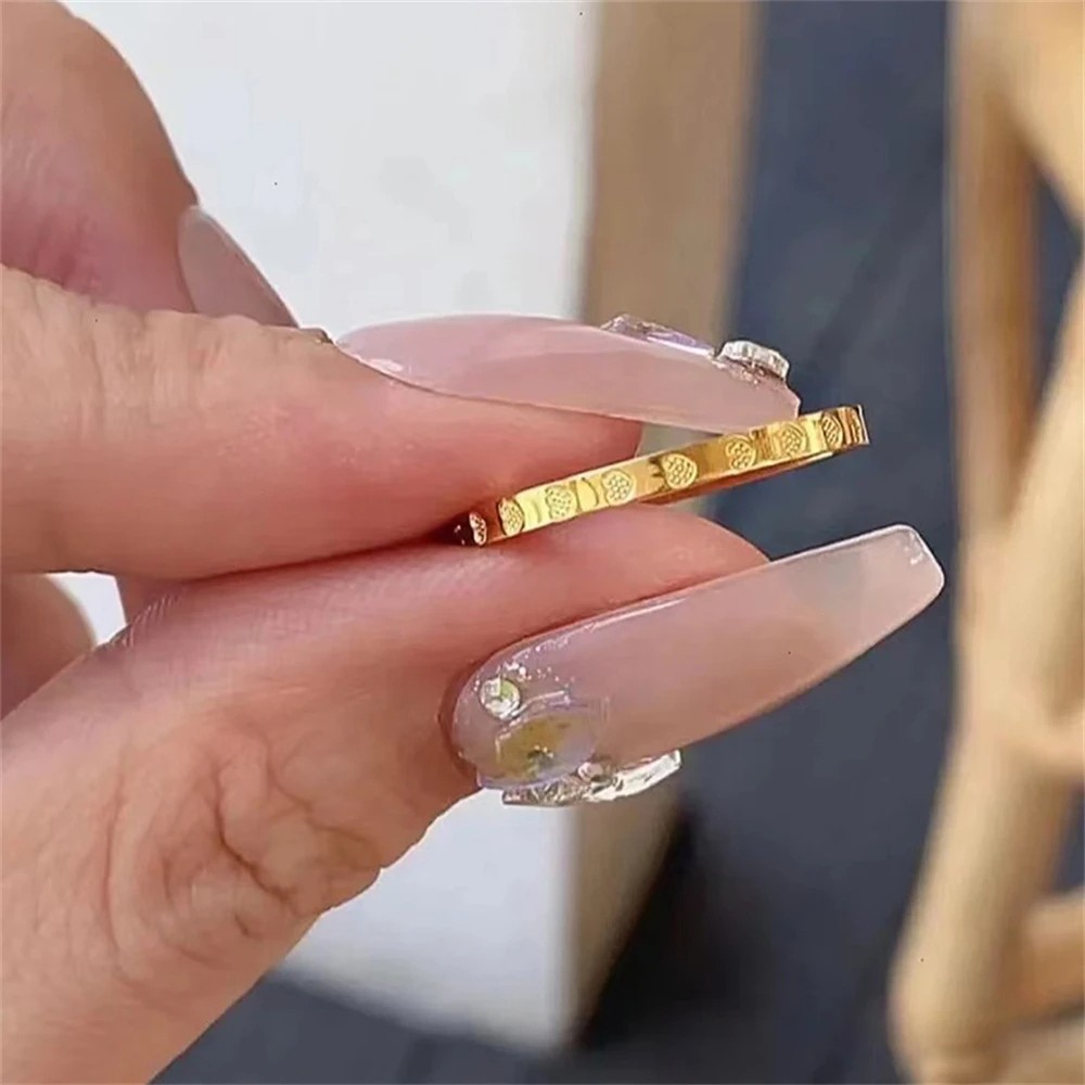 Golden Stainless Steel 2mm Heart Rings