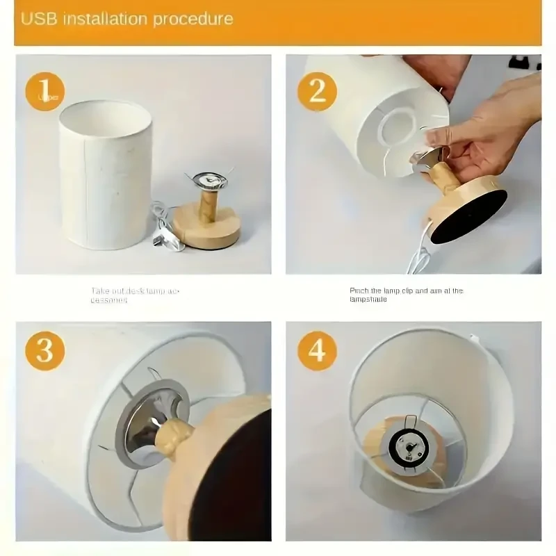 "Contemporary Light" Modern LED Table Lamp with Sisal Orchid Design - Adjustable Brightness & Solid Wood Base in 3 Colors, USB Powered