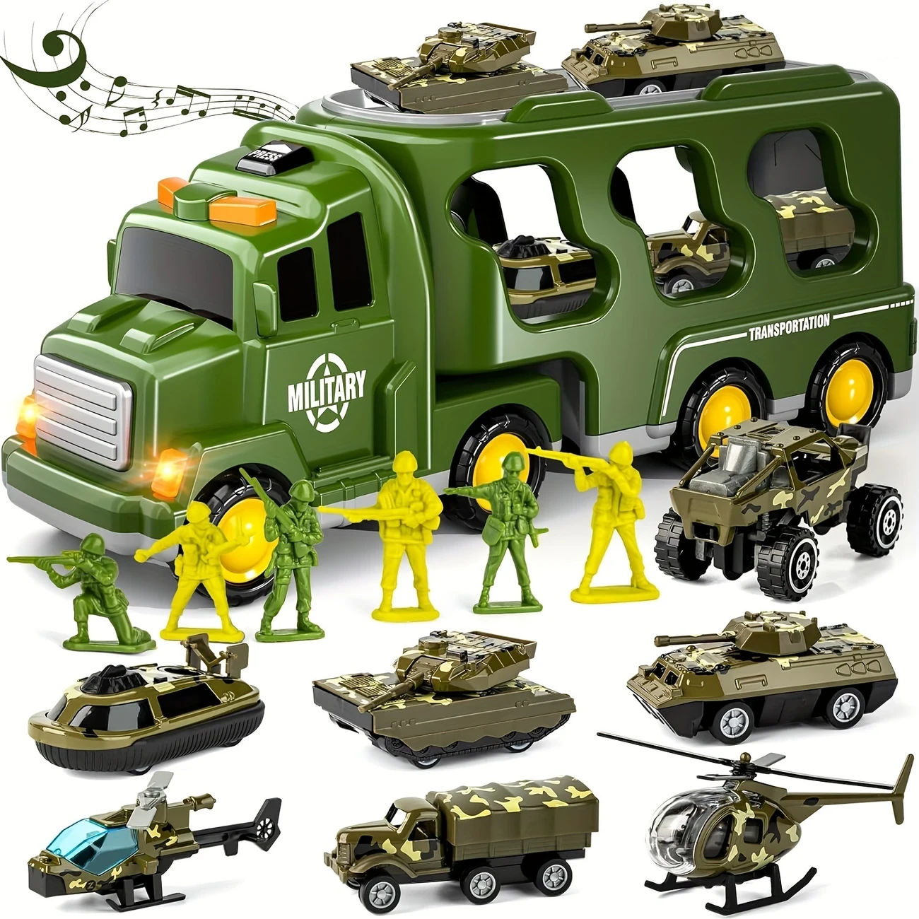 14in 1 Green Military Truck Toys