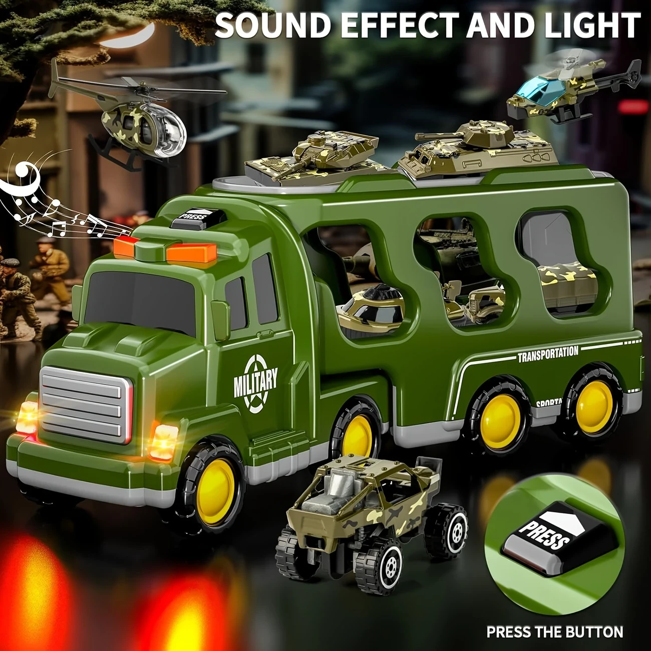 14in 1 Green Military Truck Toys