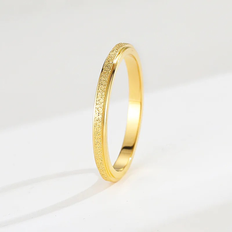 Stainless Steel Gold Color 2mm Thin Frosted Finger Rings for Men and Women