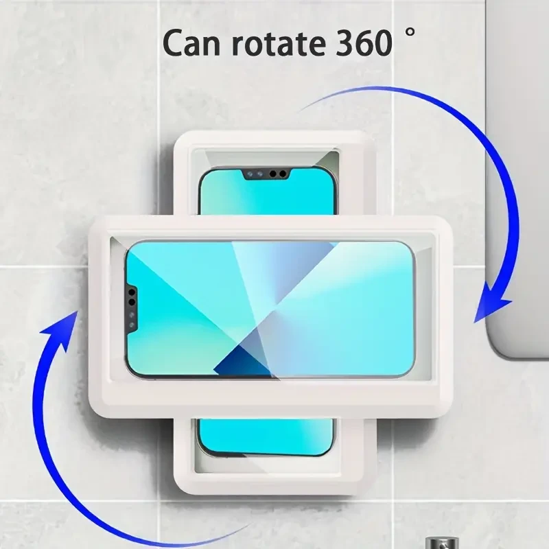 Waterproof 360 Rotating Shower Phone Holder - Wall Mount Case for iPhone