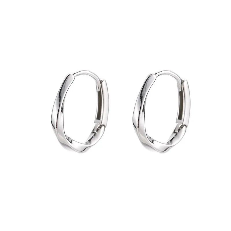 925 Sterling Silver Round Earrings  Simple Inlaid Design for Women