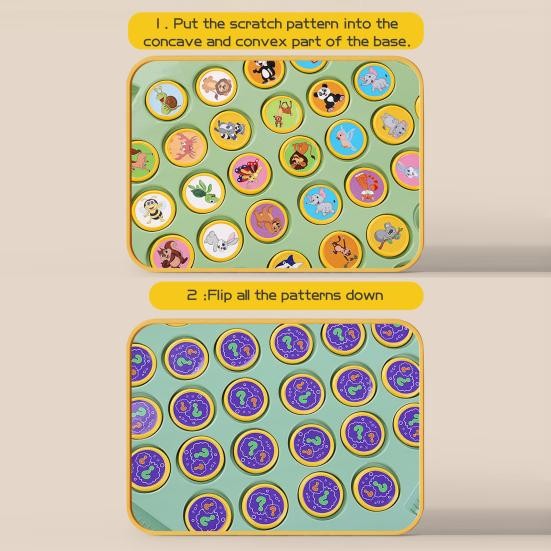 Kids Memory Reversi Chess Game 2 To 4 Players Animal Fruit Flipping Chess Matching Game Focus Training Toddlers Educational Memory Challenge Toy