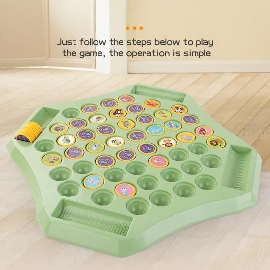Kids Memory Reversi Chess Game 2 To 4 Players Animal Fruit Flipping Chess Matching Game Focus Training Toddlers Educational Memory Challenge Toy