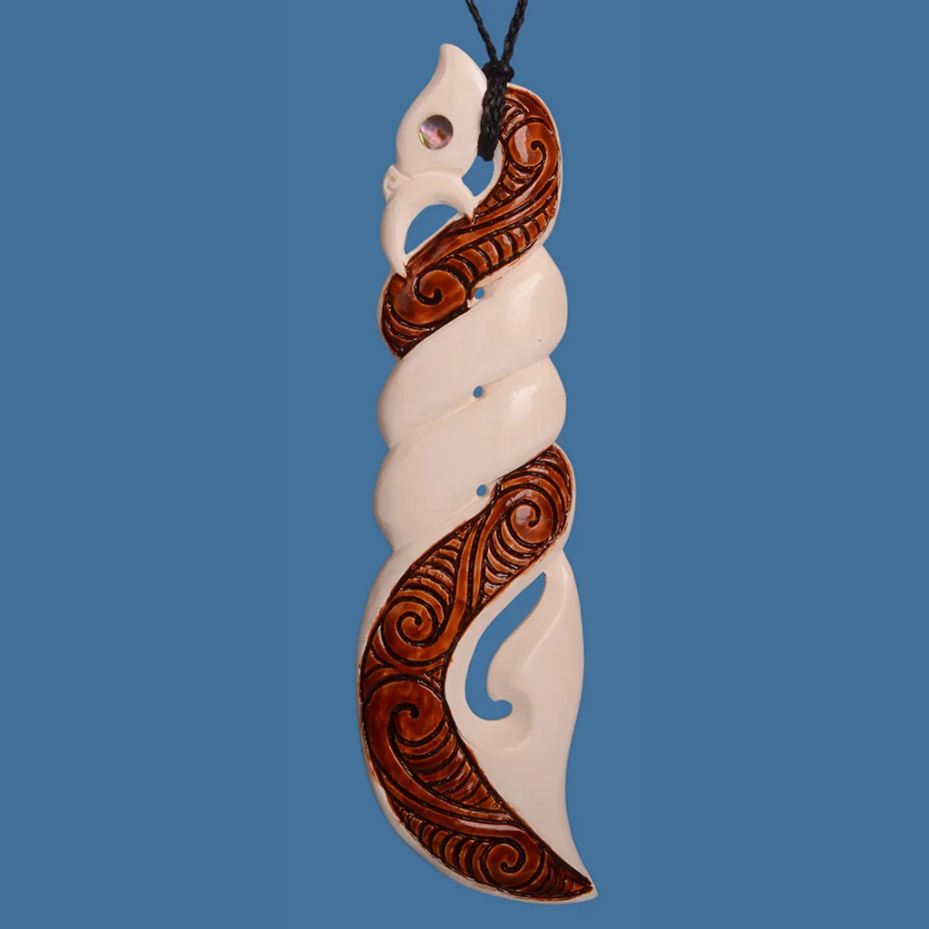 Extra Large Bone Manaia Twist Pendant