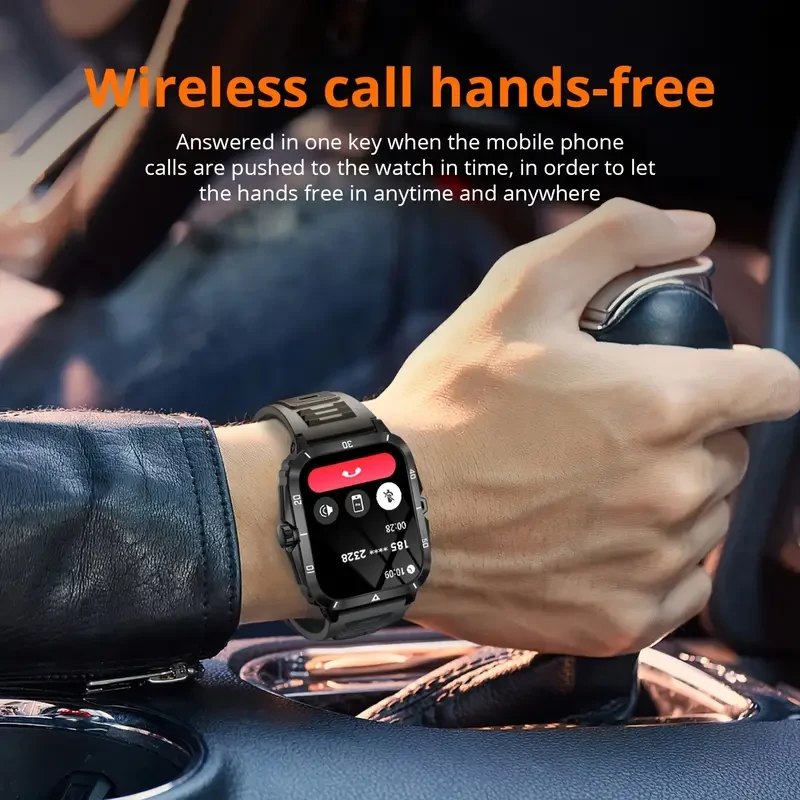 Advanced Men's Fitness Smartwatch - 1.96" IPS HD Screen, 430mAh Battery, Wireless Call, Music Control, Sleep Monitoring, Weather Forecast